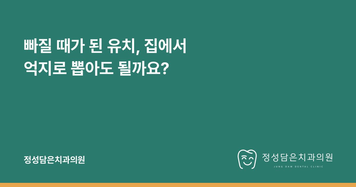 빠질 때가 된 유치, 집에서 억지로 뽑아도 될까요?