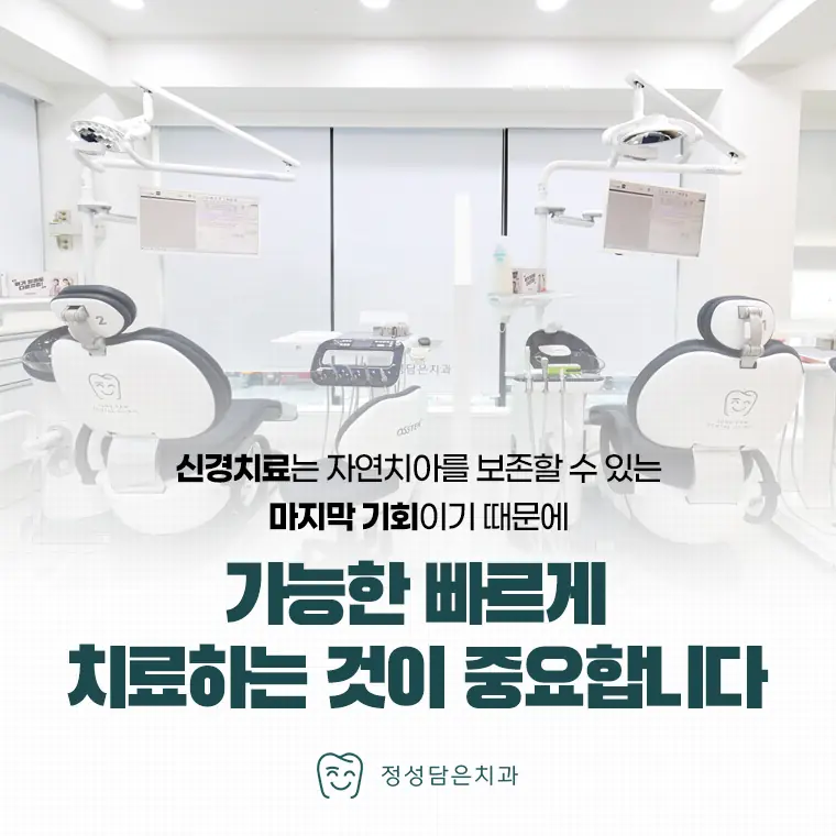 신경치료 가능한 빠르게 치료하는 것이 중요